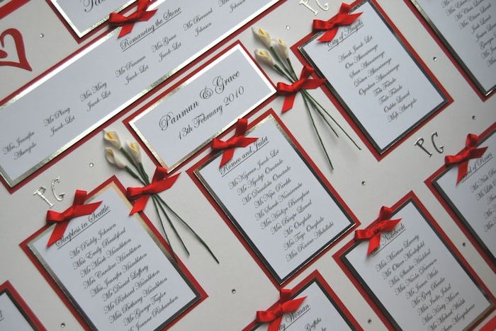 Plan de table argent et rouge