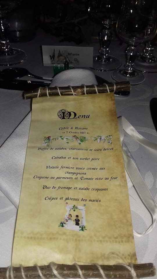 Menu fait par ma témoin