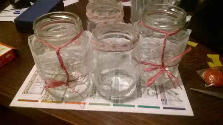 12 pot fleur dentelle et rafia