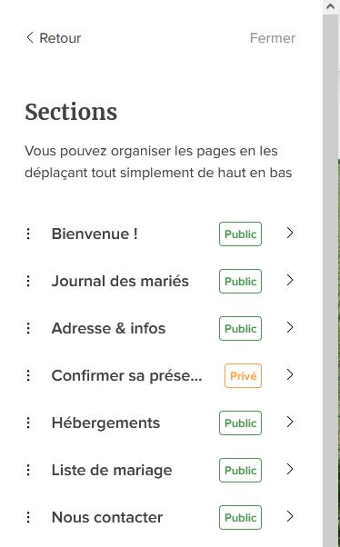 Comment modifier la sélection du menu sur le site mariages.net 1