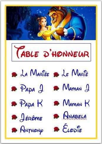 table honneur