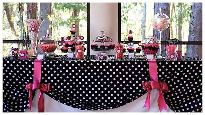 idée candy bar en fushia et blanc