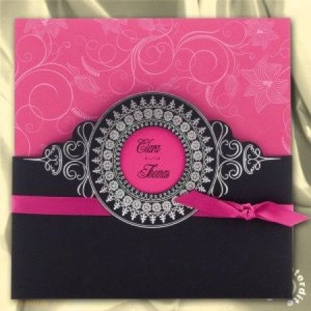 faire part fushia noir baroque