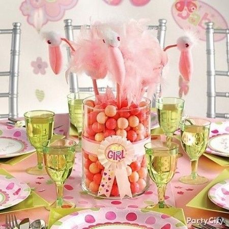 centre de table flamant rose