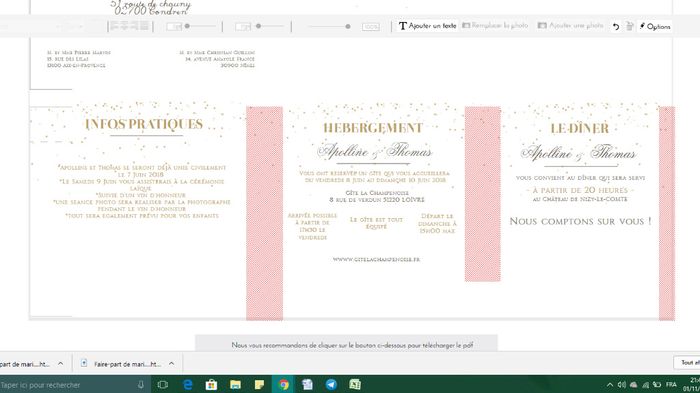 Carton invitation Samedi+Hébergement