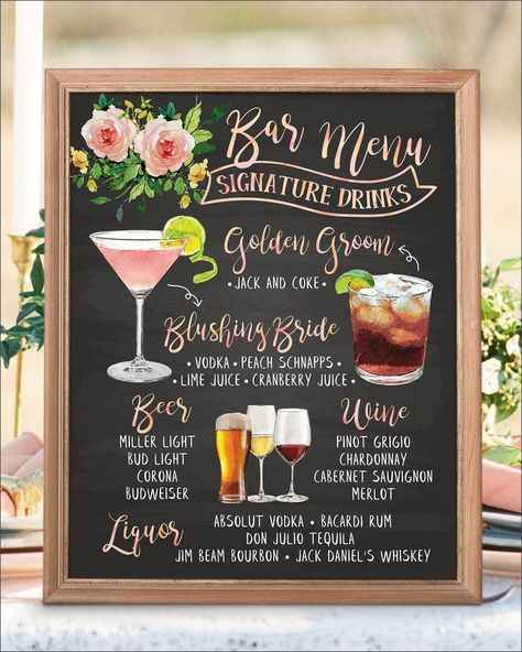 panneau listes des boissons et cocktails