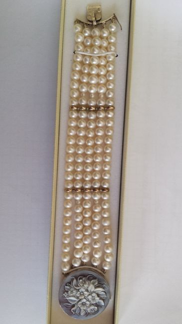 Bracelet vrai perles de culture avec camé