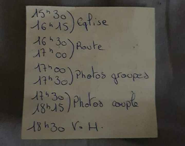 Planification jour j - 2
