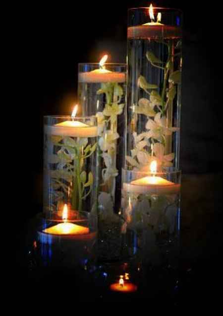 Centre de table bougie flottante