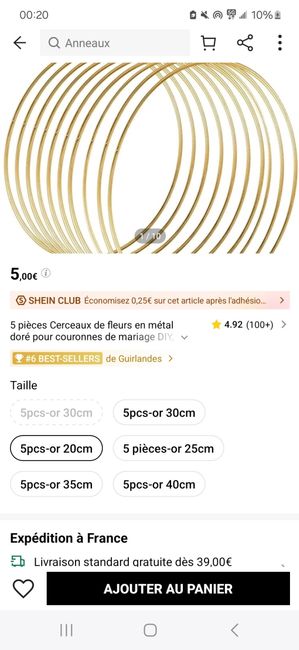 Cercle doré pour plan de table - 1