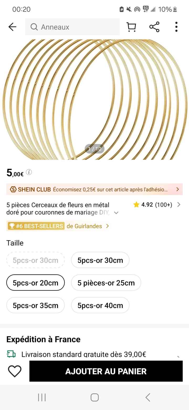 Cercle doré pour plan de table - 1
