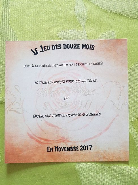 Ticket de tombola et gage jeu des 12 mois. - 2