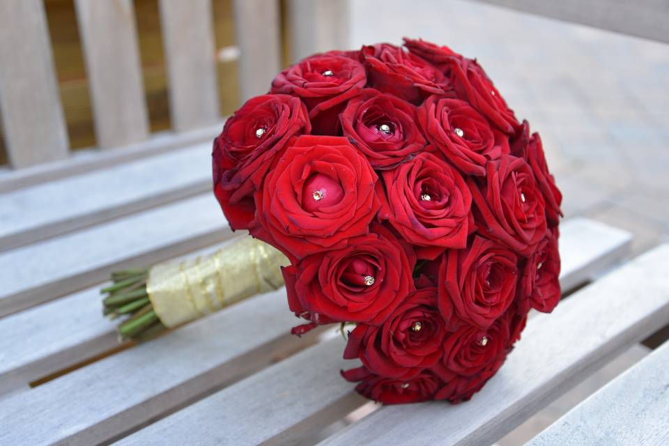 Bouquet de mariée or et rouge