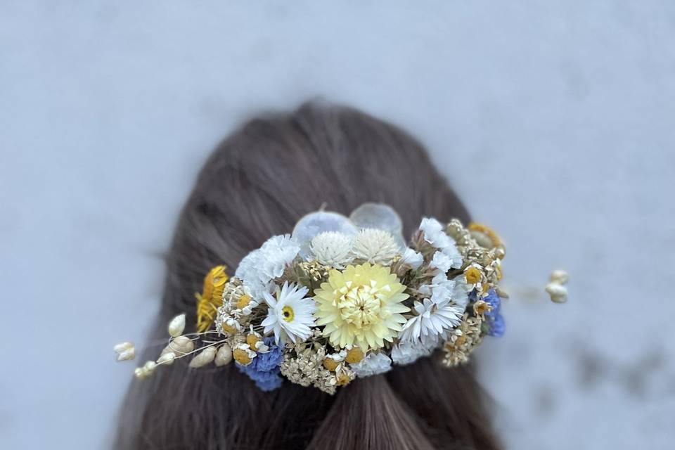 Barrette fleurs séchées