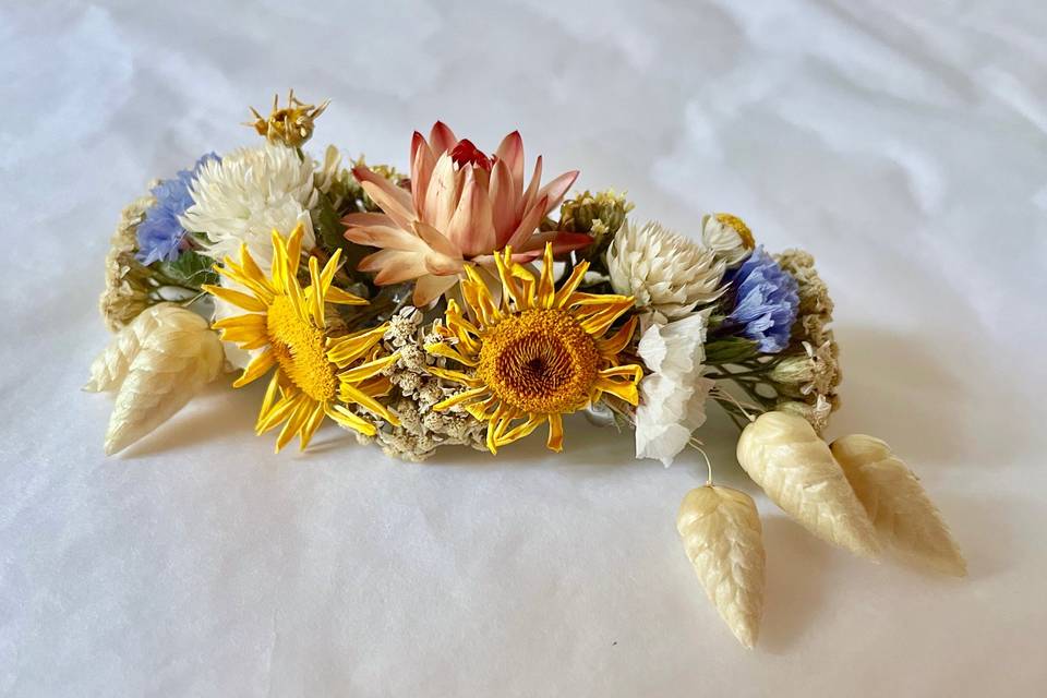 Barrette fleurs séchées