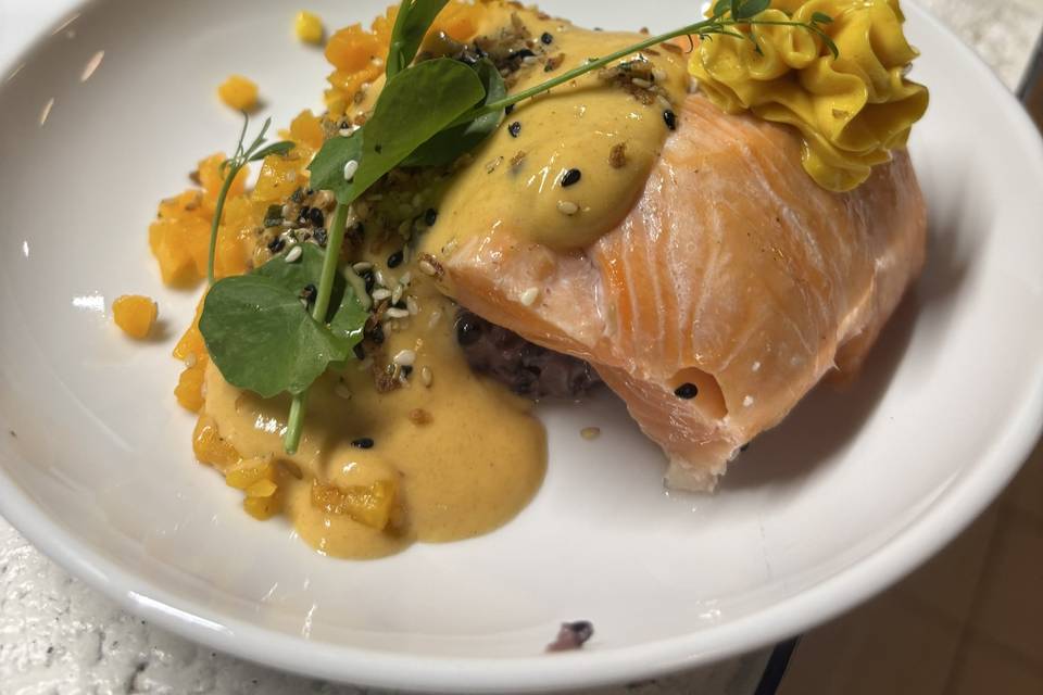 Saumon mi cuit et risotto