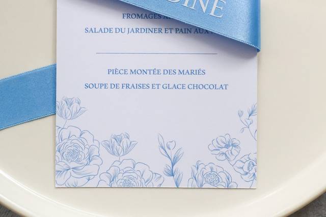 Menu + marque-place baby blue
