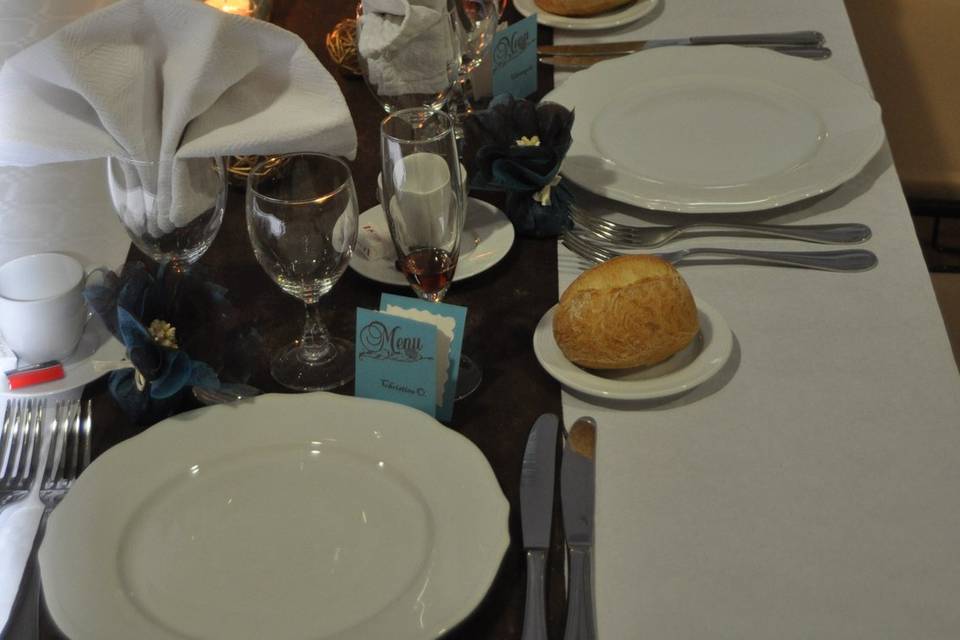 Mariage turquoise chocolat table