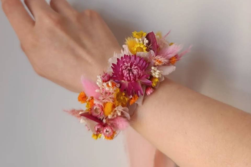 Bracelet en fleurs séchées