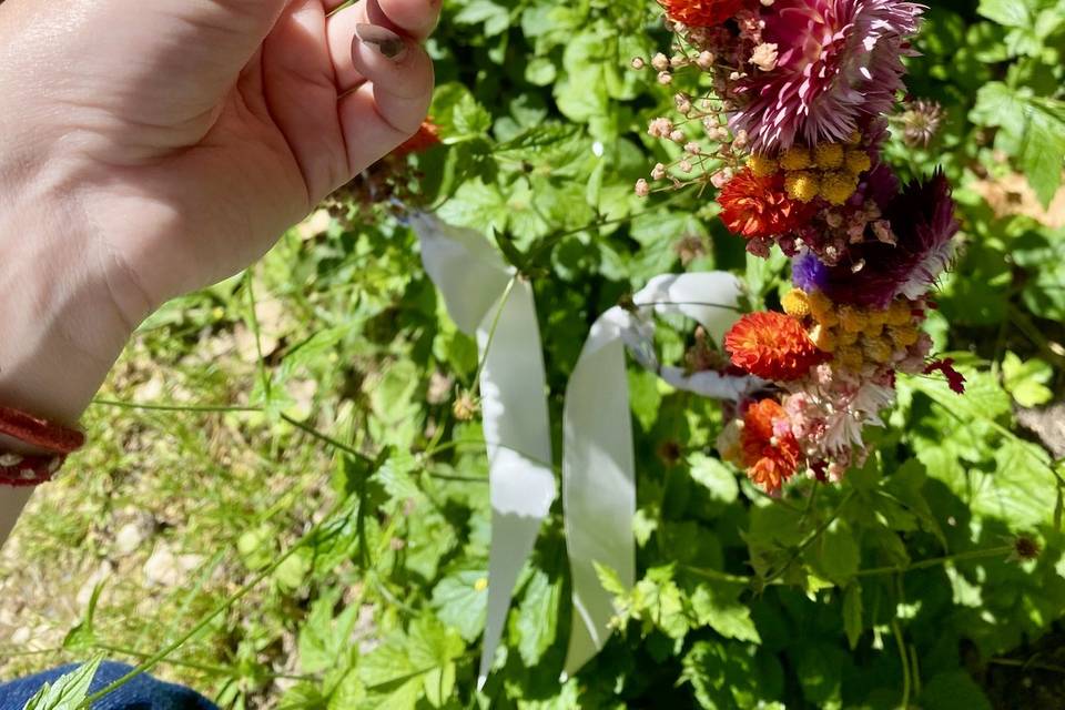 Couronne en fleurs séchées