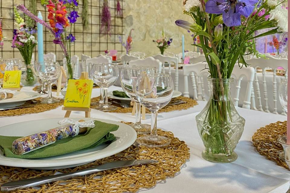 Zoom sur les bouquets de table