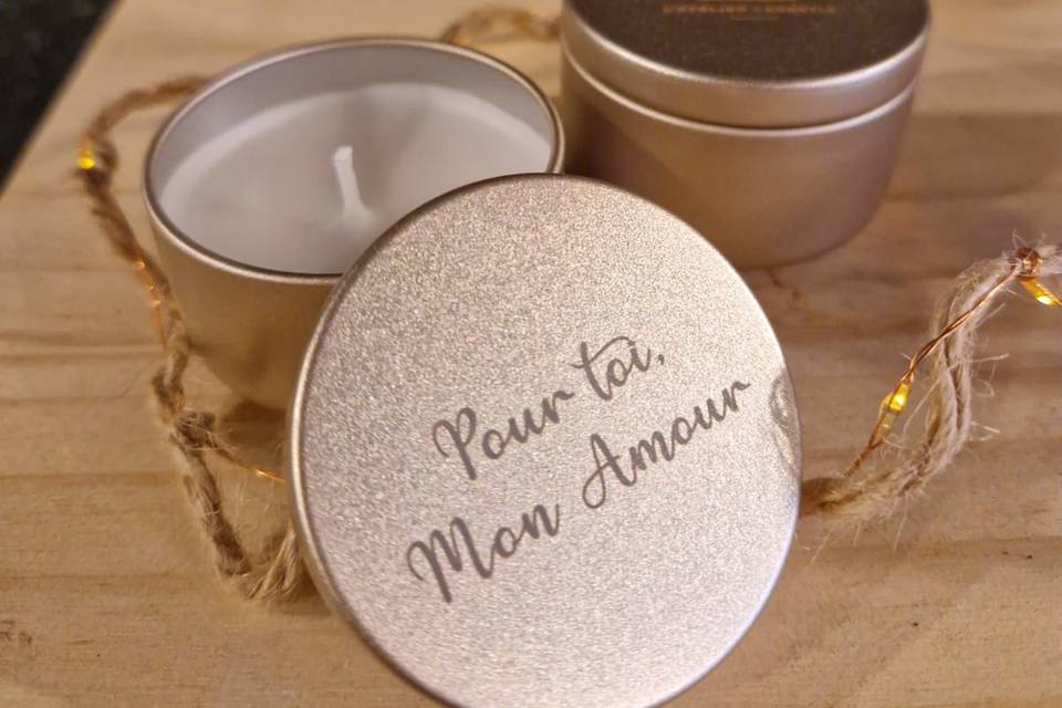 Gravure bougie en aluminium