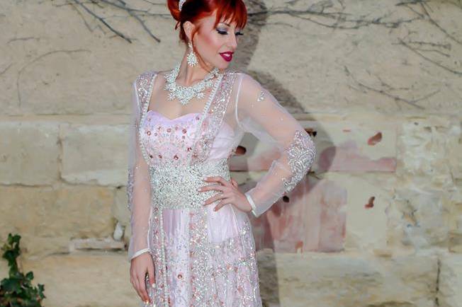 Caftan rose fait mains