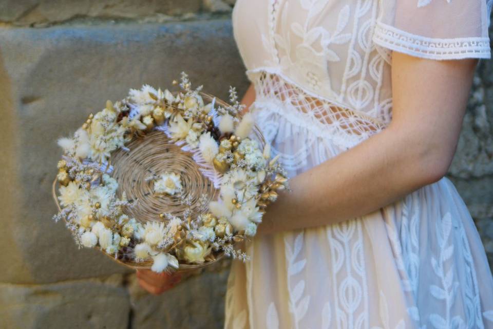 Bouquet de mariée blanc et or