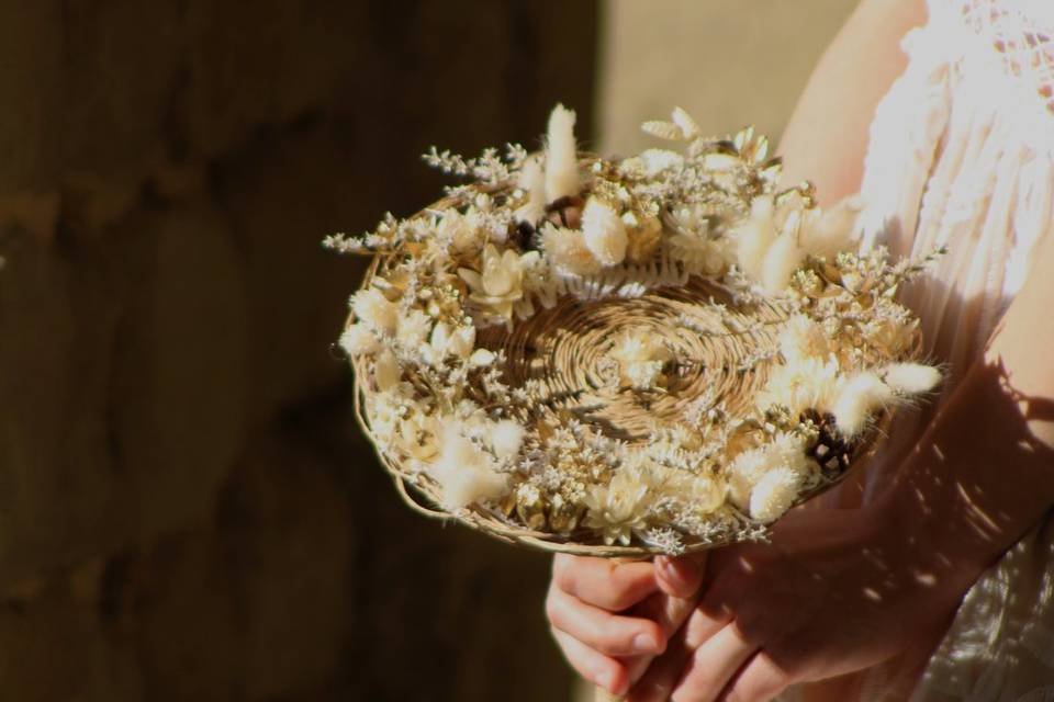 Bouquet de mariée blanc et or