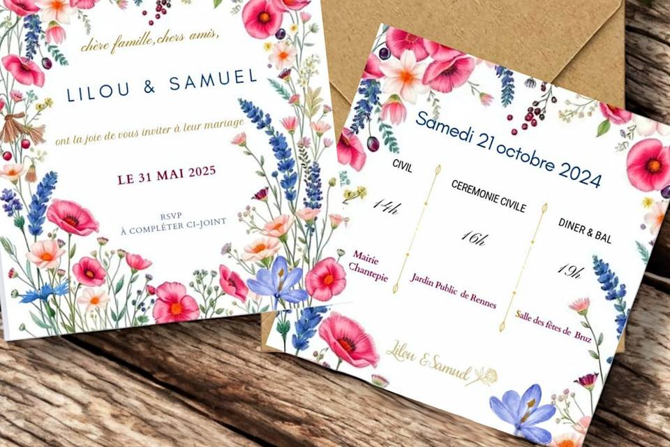 Invitation champêtre bohème