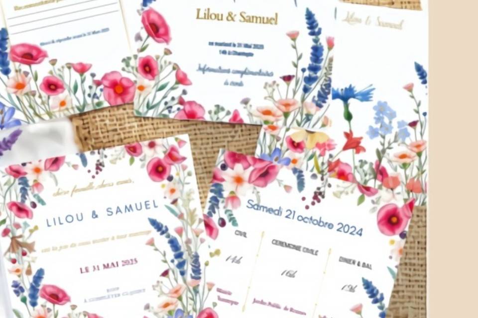 Lot complet champêtre floral