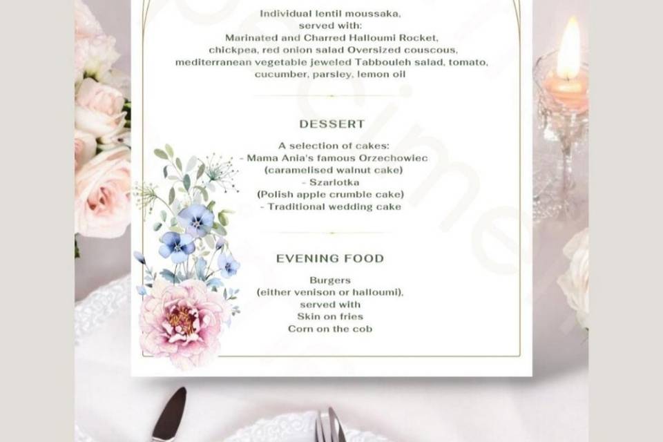 Menu verso