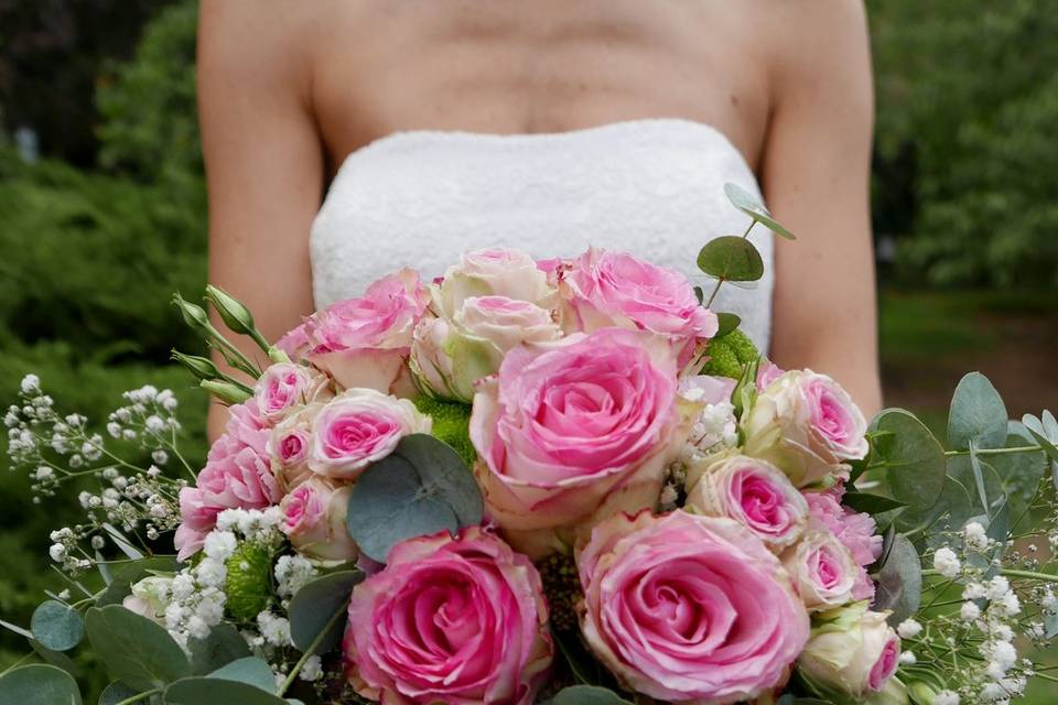 Bouquet Mariée Roses champêtre