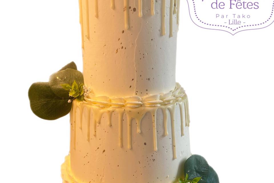 Wedding cake coulures blanches