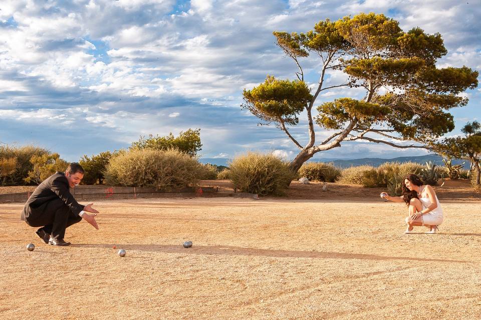 Partie de pétanque lors d'un m