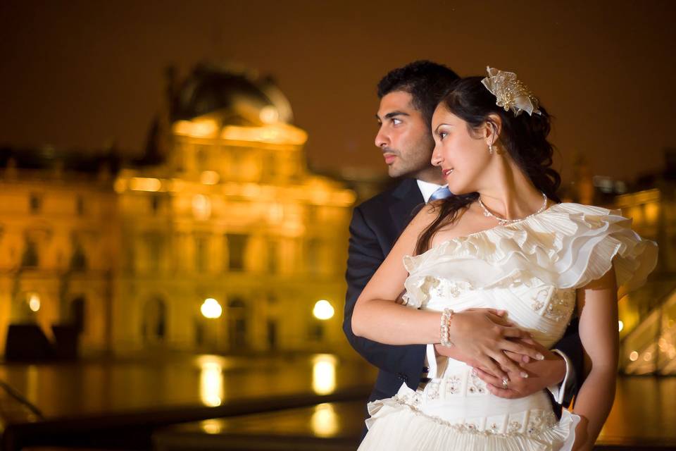 Mariage Louvre la nuit