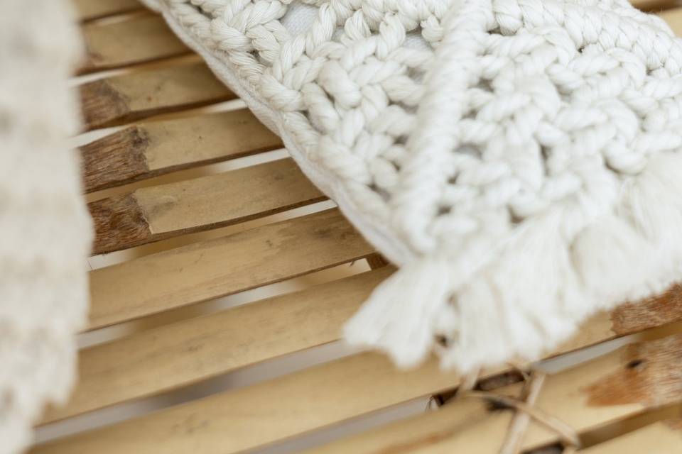Coussin d'alliances en macramé