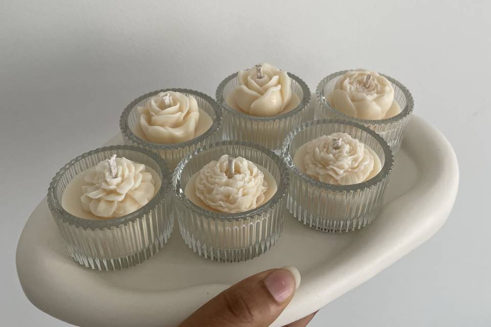 Bougies artisanales fleuries