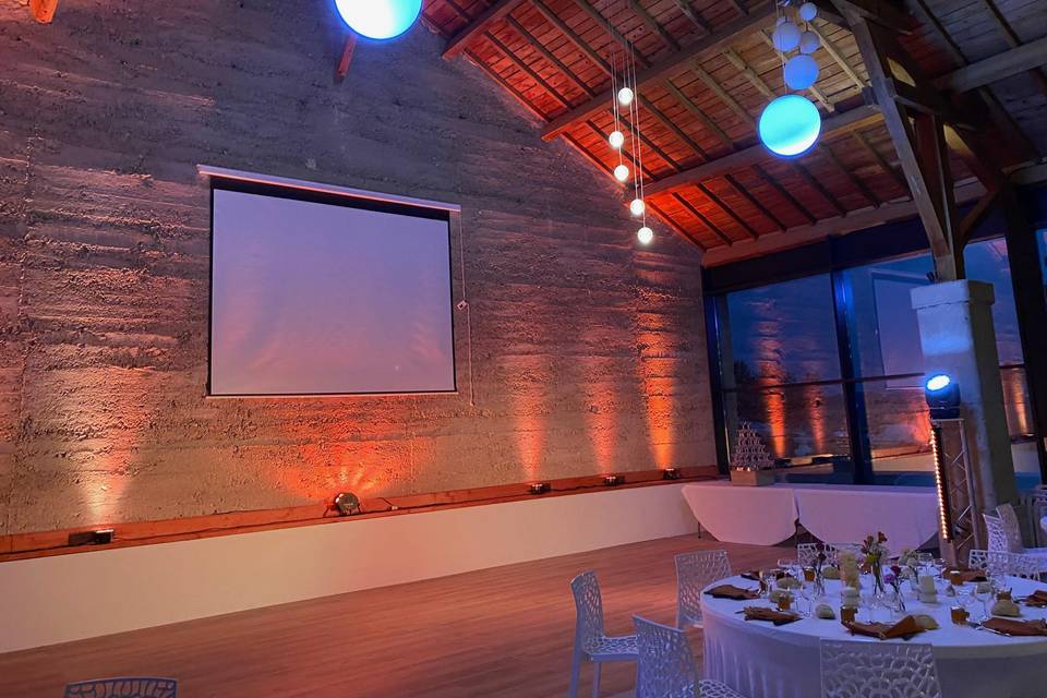 Ecran et vidéo projecteur à di
