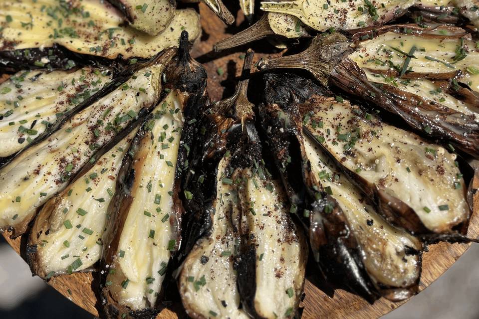 Aubergines cuites à la braise