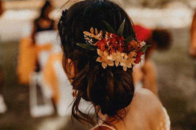 Chignon champêtre mariée