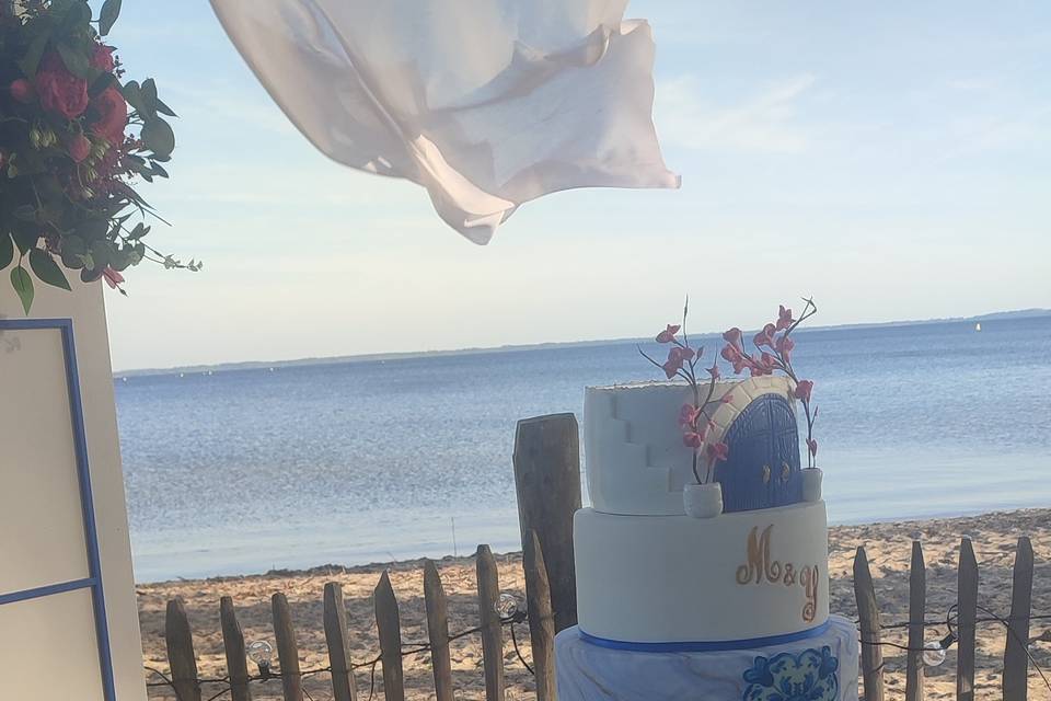 Wedding cake on the beach