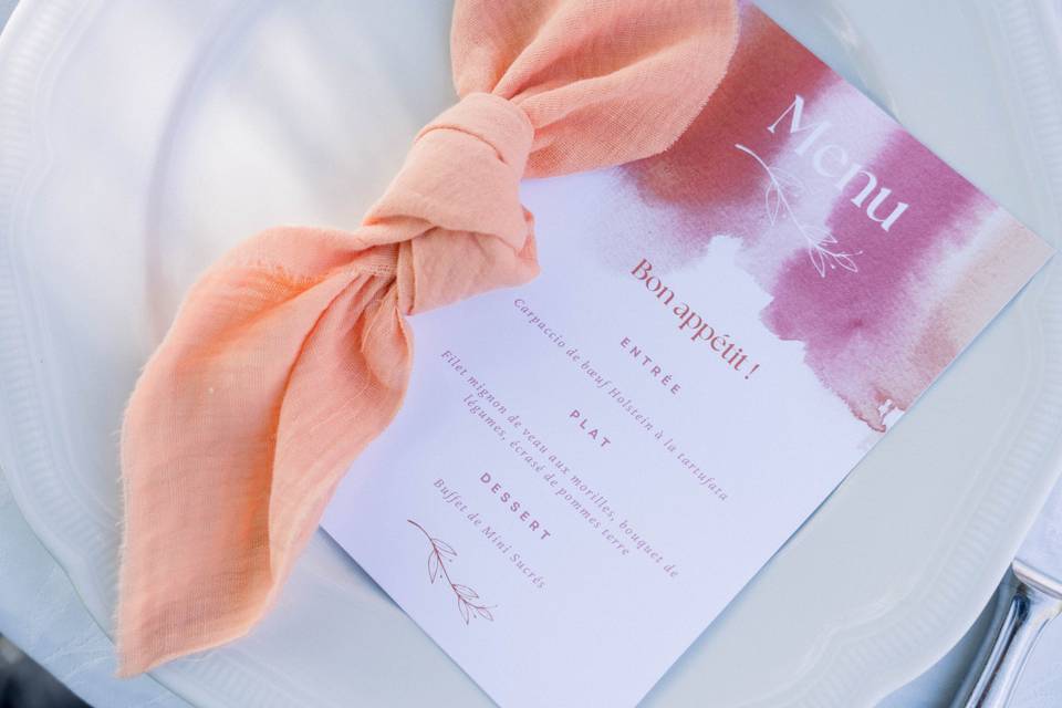 Serviettes et menu