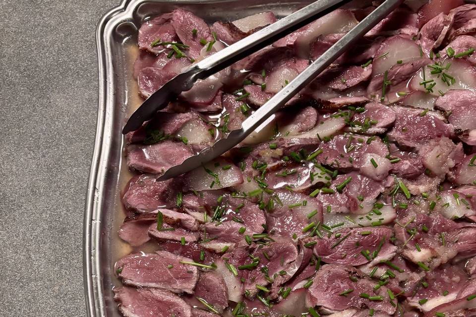 Carpaccio de canard aux poires