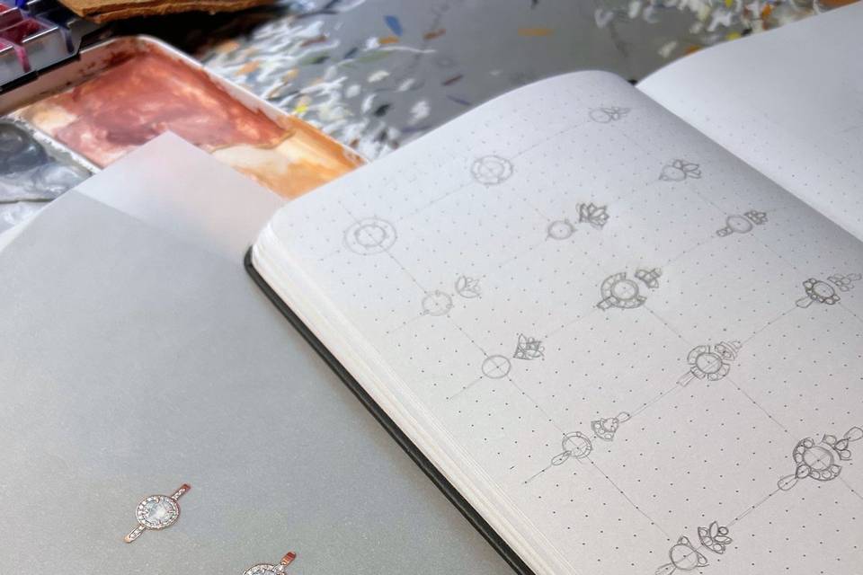 Dessins gouachés bagues