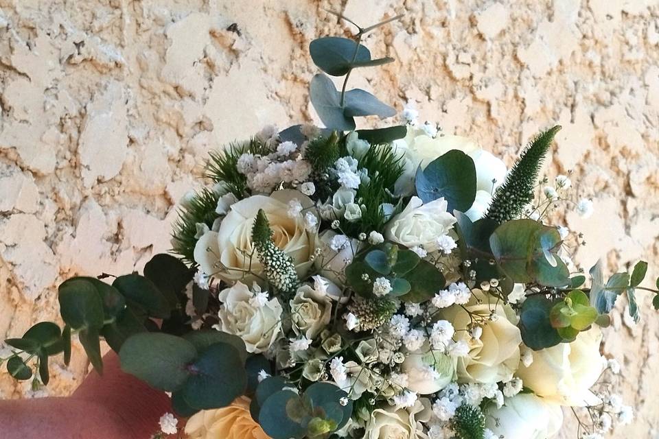 Bouquet mariée blanc et vert s