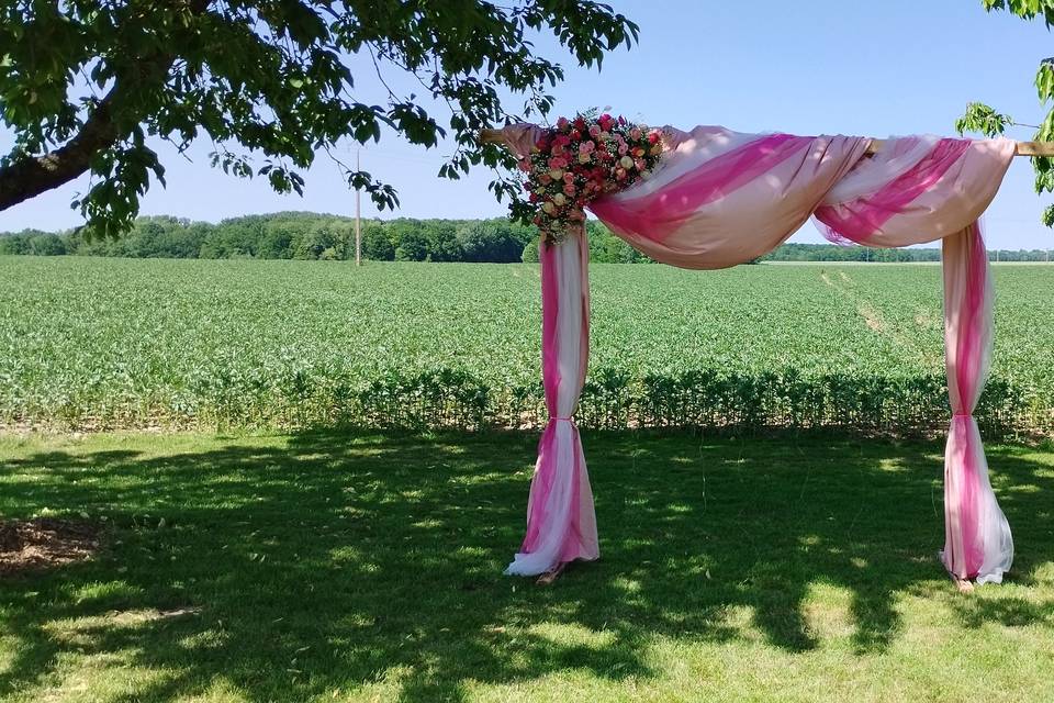 Mariage rose et doré :arche
