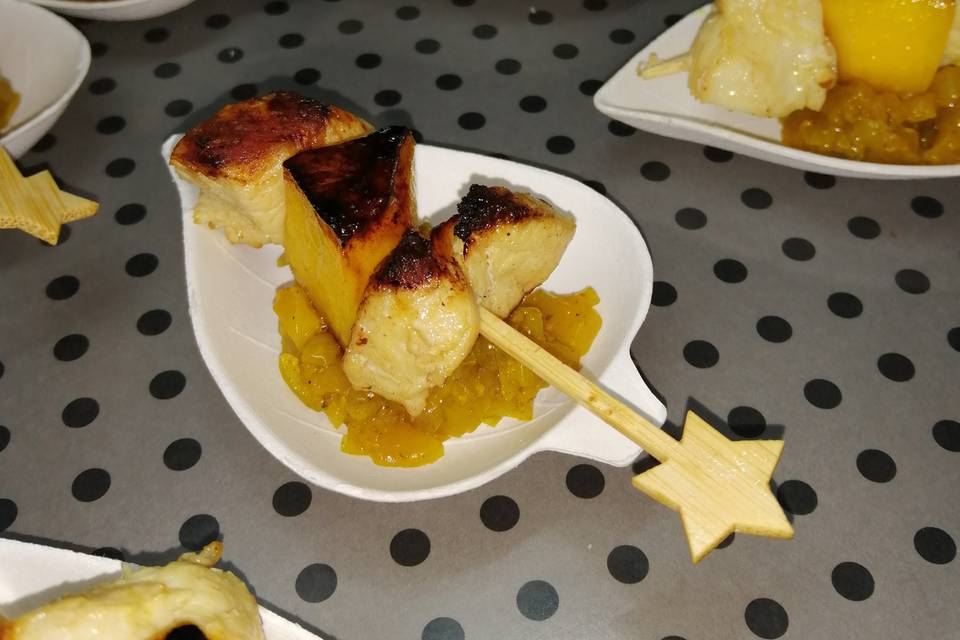 Brochette poulet mangue