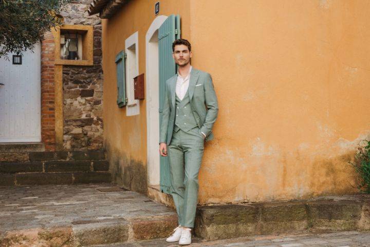 Costume mariage vert