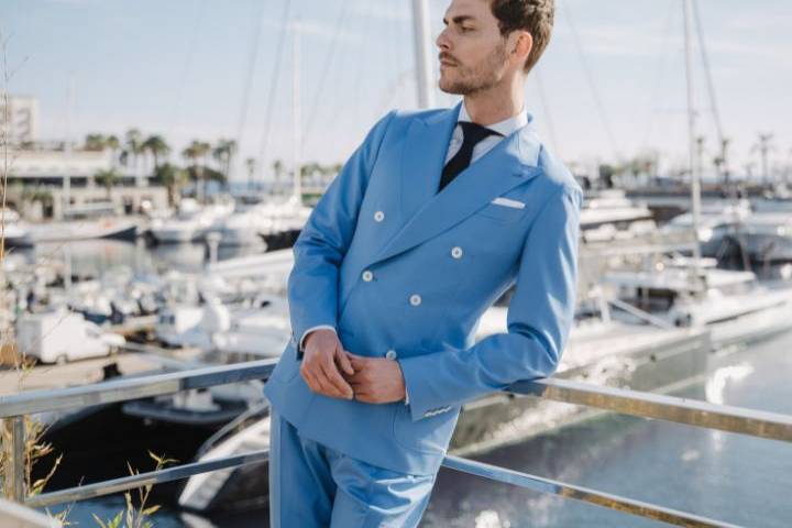 Costume bleu mariage